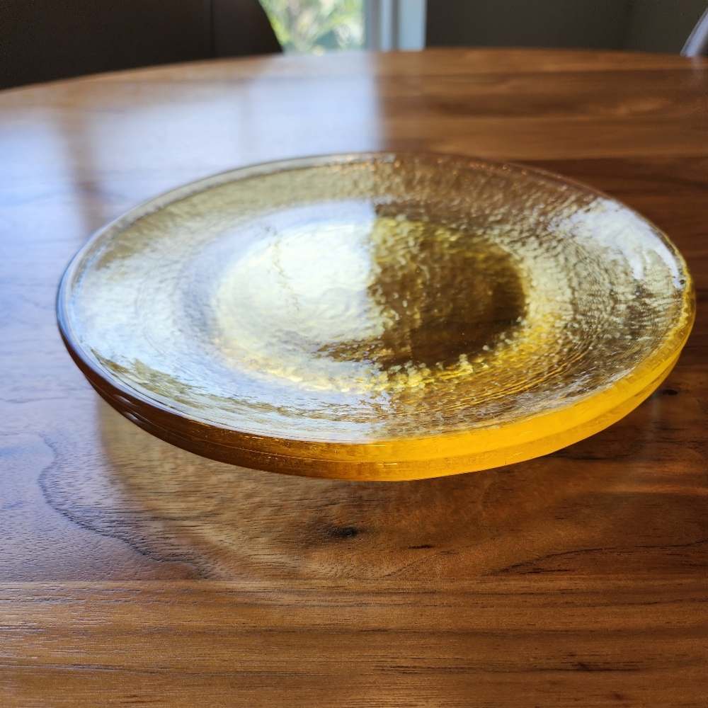 Fire & Light Recycled Art Glass Dinner Plate 11"-Citrus Yellow Set of 2